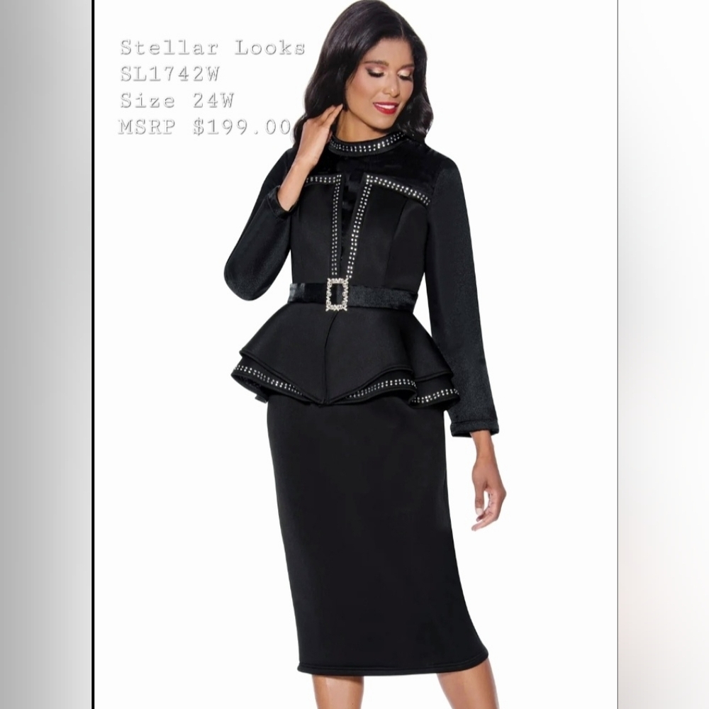 Stellar Looks Black Peplum Skirt Set